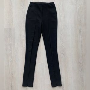 Zara Black Ribbed Front Split Hem Slim Pants